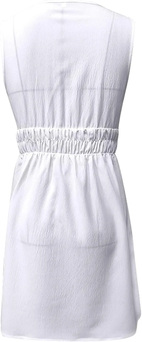 Short Sun Dresses Women Summer Holiday Deep V Neck Sleeveless Elastic Waist A Line Corset Dress Sexy Spring Break Clothes