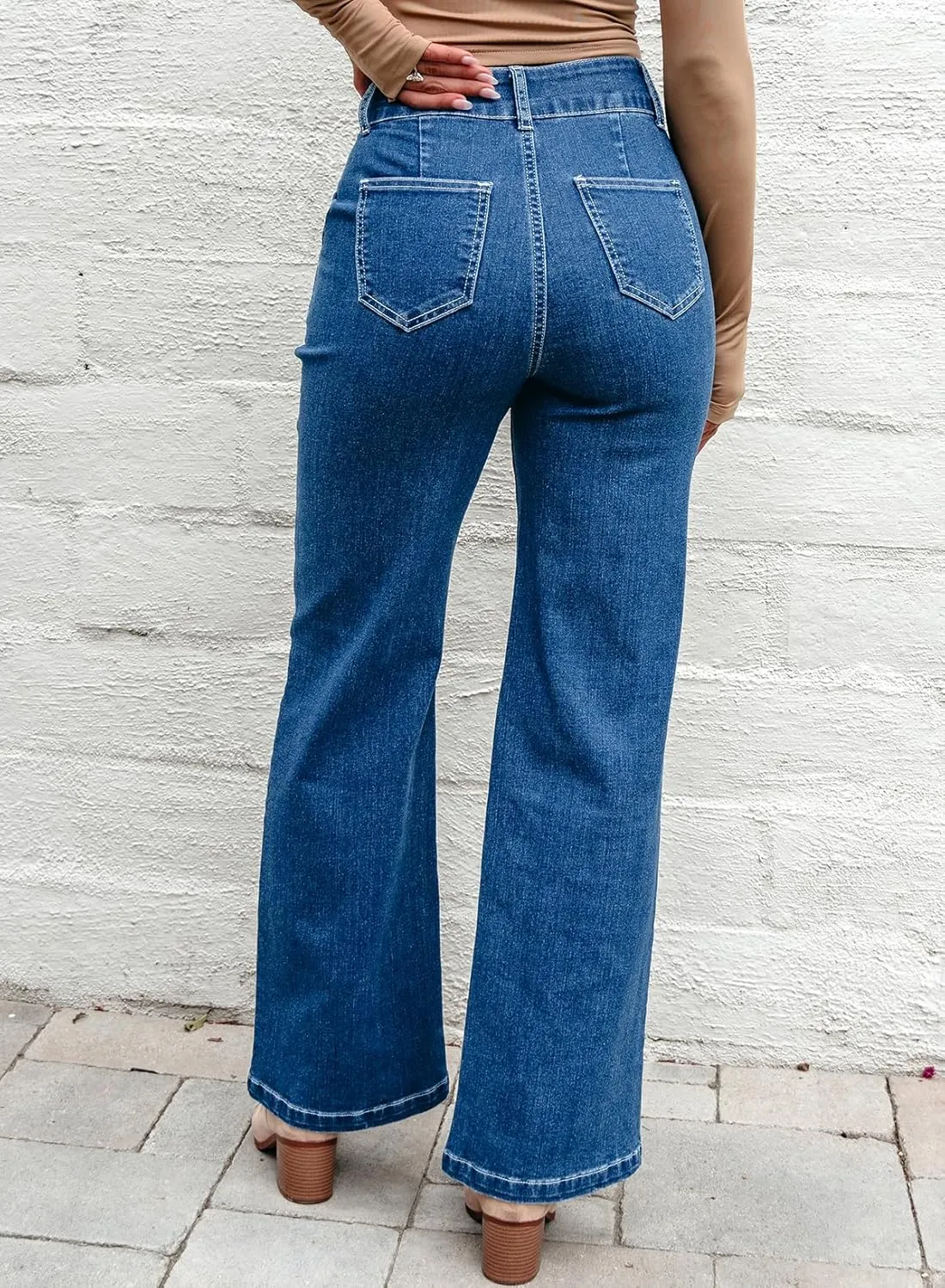 Sidefeel Womens Wide Leg Jeans Casual Baggy High Waisted Stretch Denim Pants