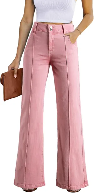 Sidefeel Womens Wide Leg Jeans Casual Baggy High Waisted Stretch Denim Pants