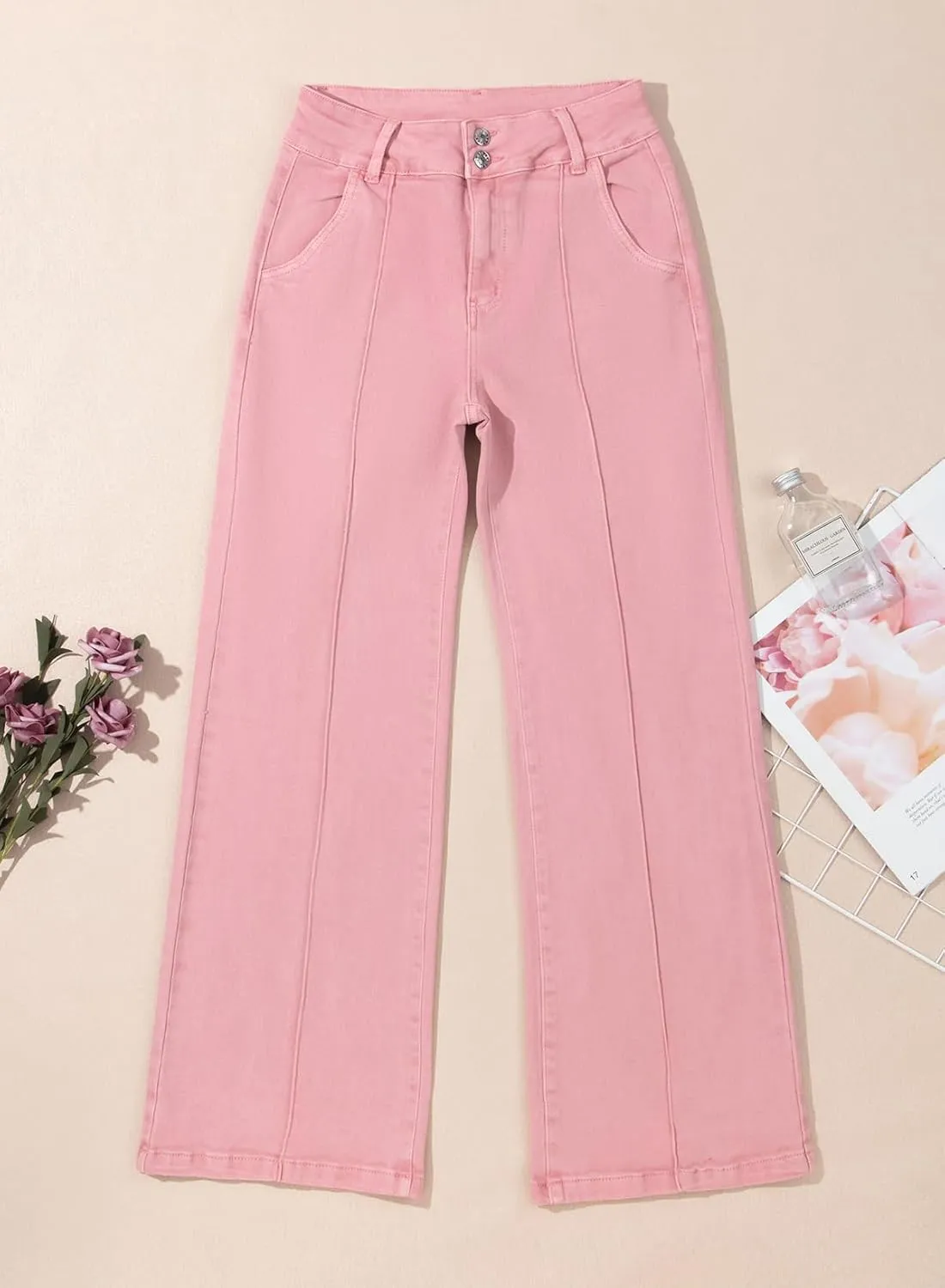 Sidefeel Womens Wide Leg Jeans Casual Baggy High Waisted Stretch Denim Pants