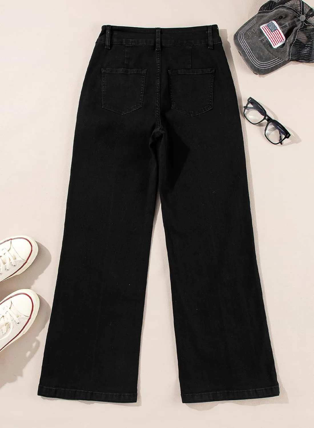 Sidefeel Womens Wide Leg Jeans Casual Baggy High Waisted Stretch Denim Pants