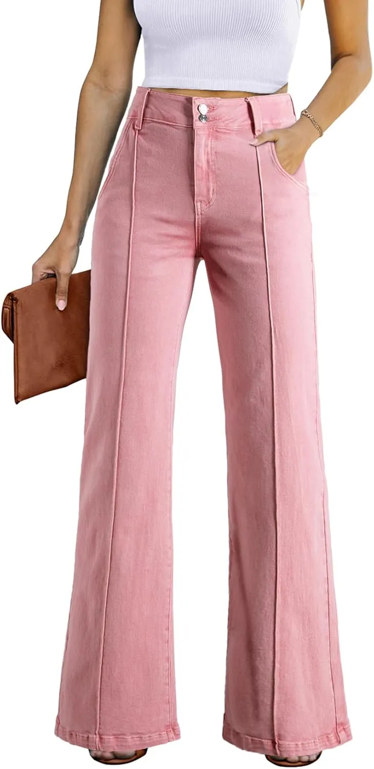 Sidefeel Womens Wide Leg Jeans Casual Baggy High Waisted Stretch Denim Pants