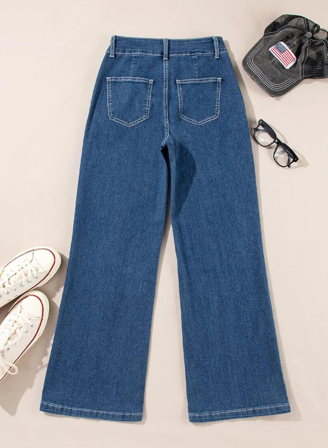 Sidefeel Womens Wide Leg Jeans Casual Baggy High Waisted Stretch Denim Pants