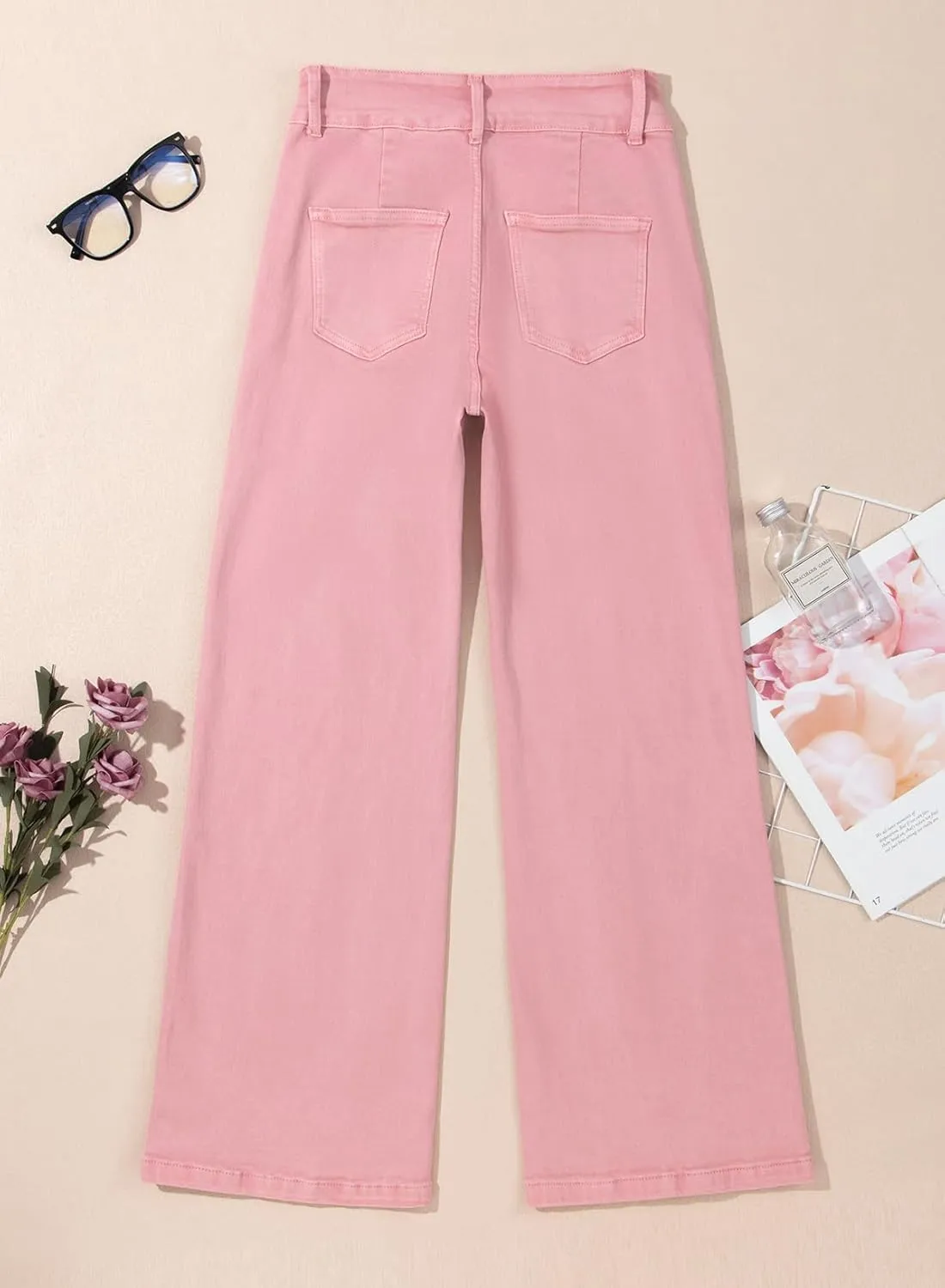 Sidefeel Womens Wide Leg Jeans Casual Baggy High Waisted Stretch Denim Pants