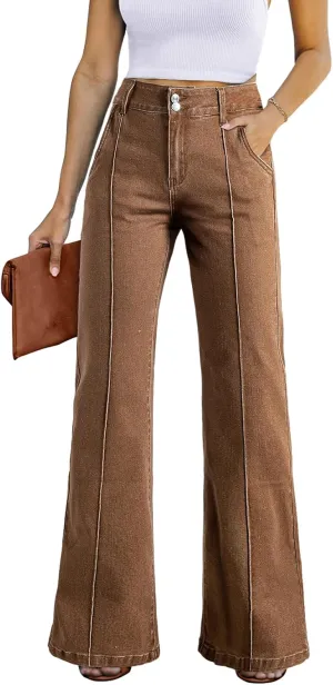 Sidefeel Womens Wide Leg Jeans Casual Baggy High Waisted Stretch Denim Pants