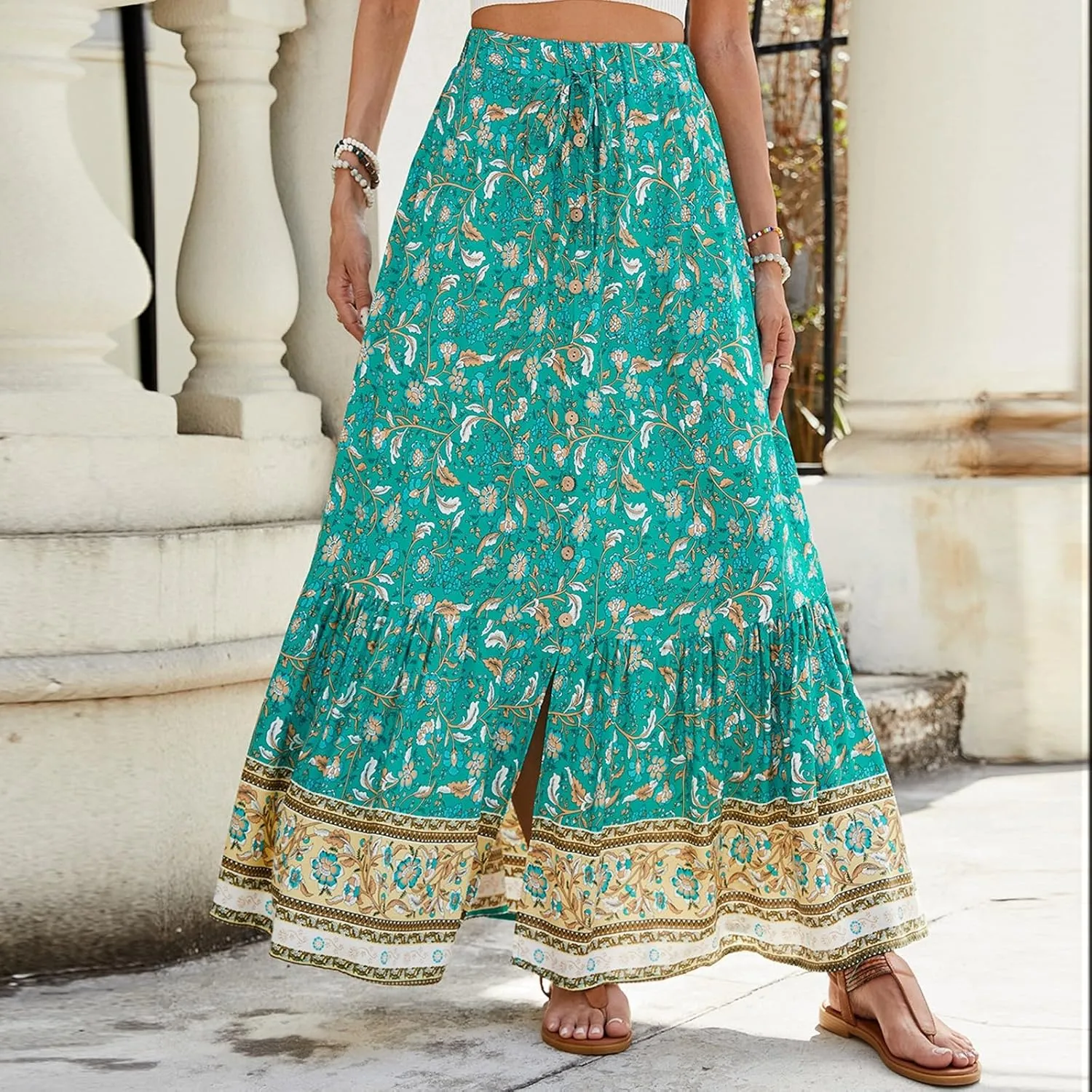 Skirts for Women,Semi Formal Long Boho Skirt Spring Summer Beach Vacation Flowy Maxi Skirts 2025 Trendy