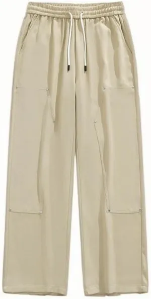 Straight Trousers for Men Plus Size Drawstring Elastic Waist Straight Leg Pants Casual Solid Loose Fit Exercise Pant