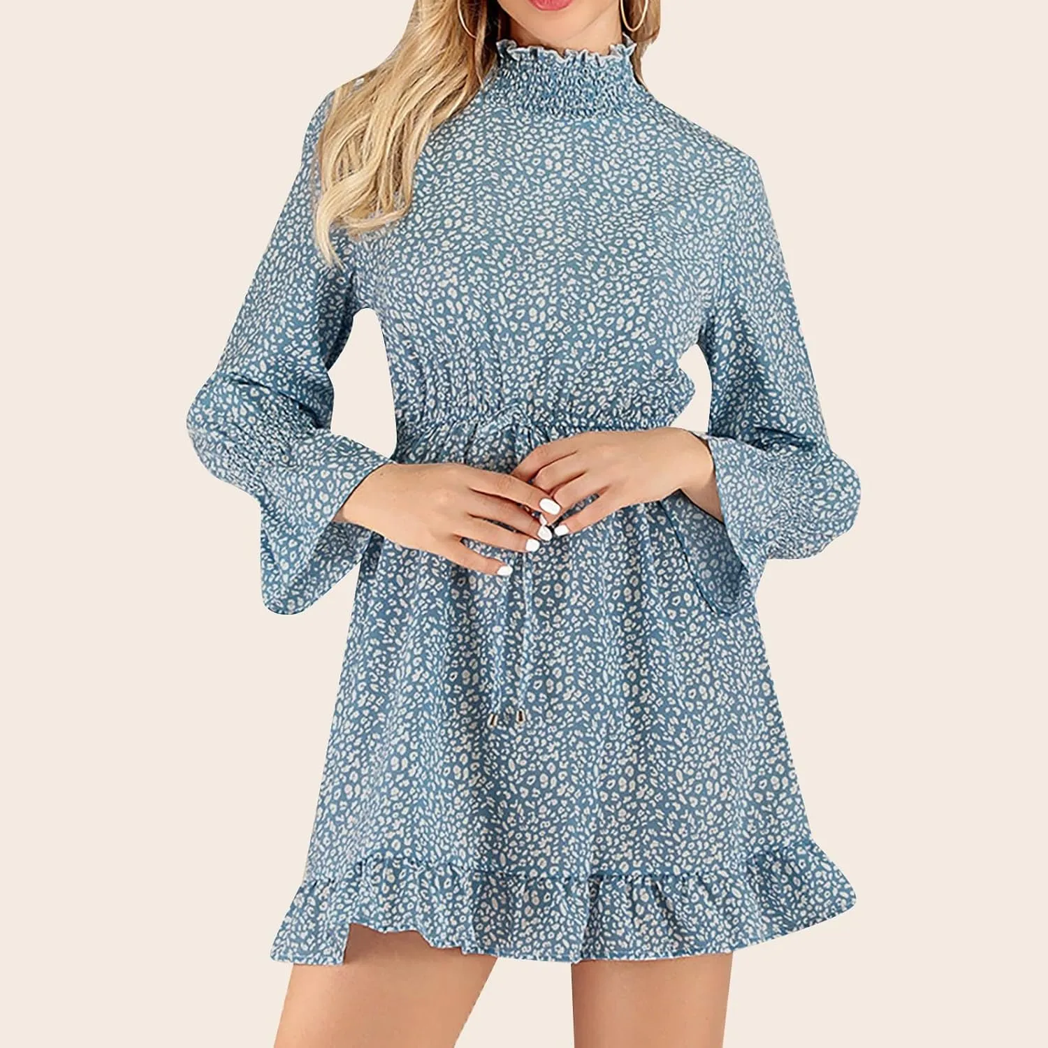 Summer Boho Dresses for Women 2025 Comfy Puff Short Sleeve Ruffle Hem Drop Waist Pastel Dress Wedding Hawaii Outfits