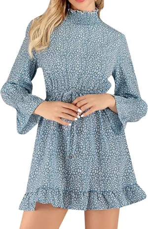 Summer Boho Dresses for Women 2025 Comfy Puff Short Sleeve Ruffle Hem Drop Waist Pastel Dress Wedding Hawaii Outfits