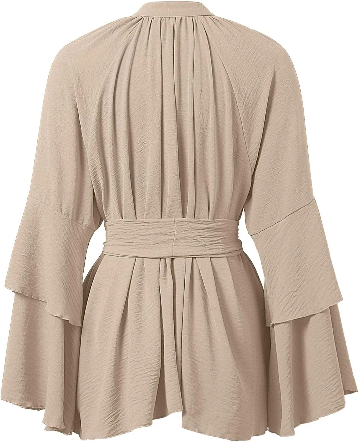 Summer Church Dresses for Women Cute Flowy Tiered Long Sleeve Tie Belt Shirt Mini Dress Petite Evening Party Beach Cover Ups