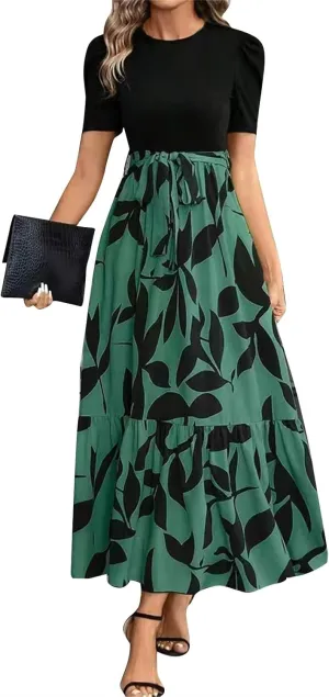 Summer Dresses for Women 2025 Empire Waist Wrap Floral Print High Waist Fashion Elegant Tea Party Dresses