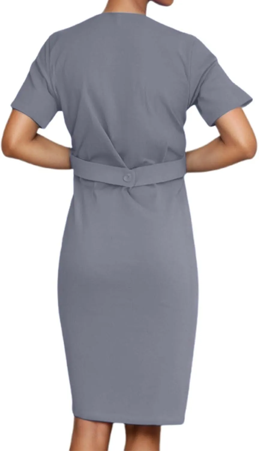 Summer Work Dresses for Women 2025 Retro Short Sleeve A-Line Mini Dresses with Pockets Cute Wedding Guest Sun Cover Up