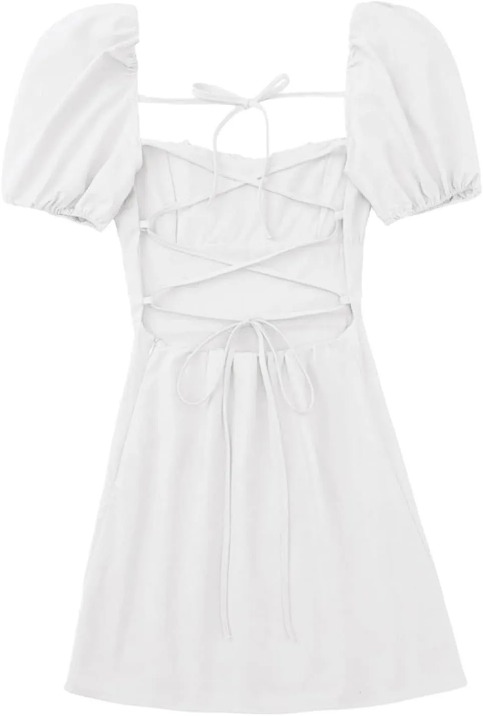 Sun Dresses Women Beach Trendy Square Neck Ruffle Sleeve Mini Ruched Dresses Cocktail Party Beachy Outfits for Women