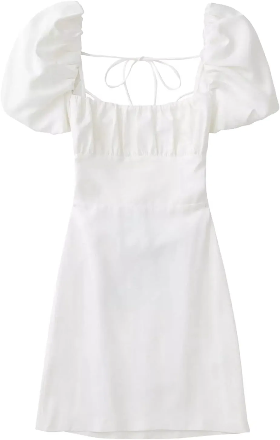 Sun Dresses Women Beach Trendy Square Neck Ruffle Sleeve Mini Ruched Dresses Cocktail Party Beachy Outfits for Women