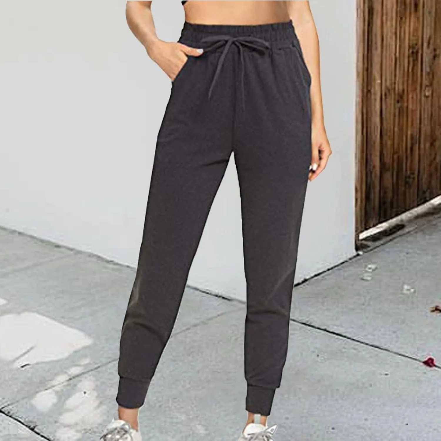 Sweatpants for Women Casual Elastic Drawstring High Waist Pants Slim Fit Workout Jogger Lounge Pants Yoga Trousers