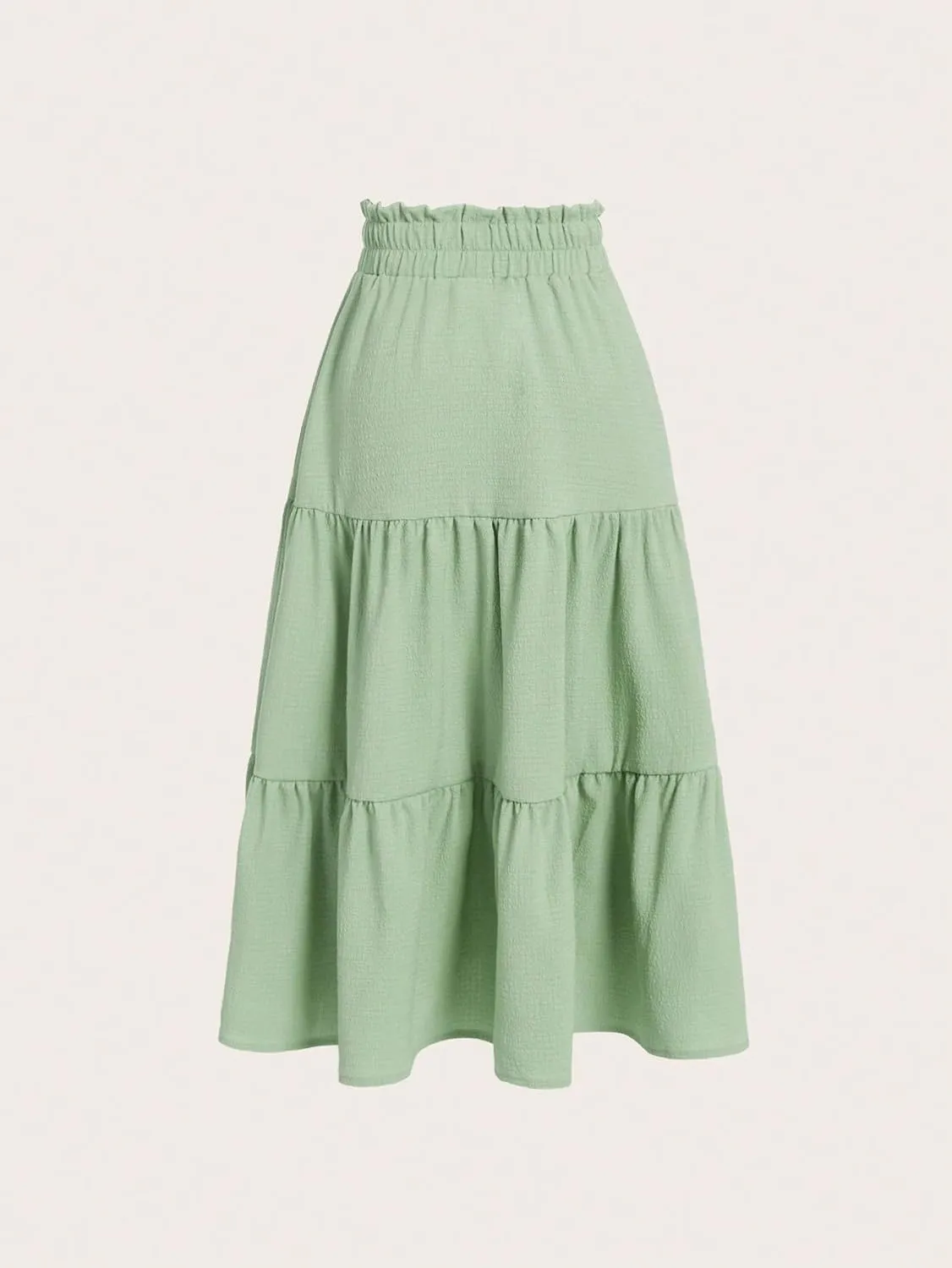 SweatyRocks Girl's Casual Solid Drawstring Waist Ruffle Hem Midi Skirt A Line Skirts