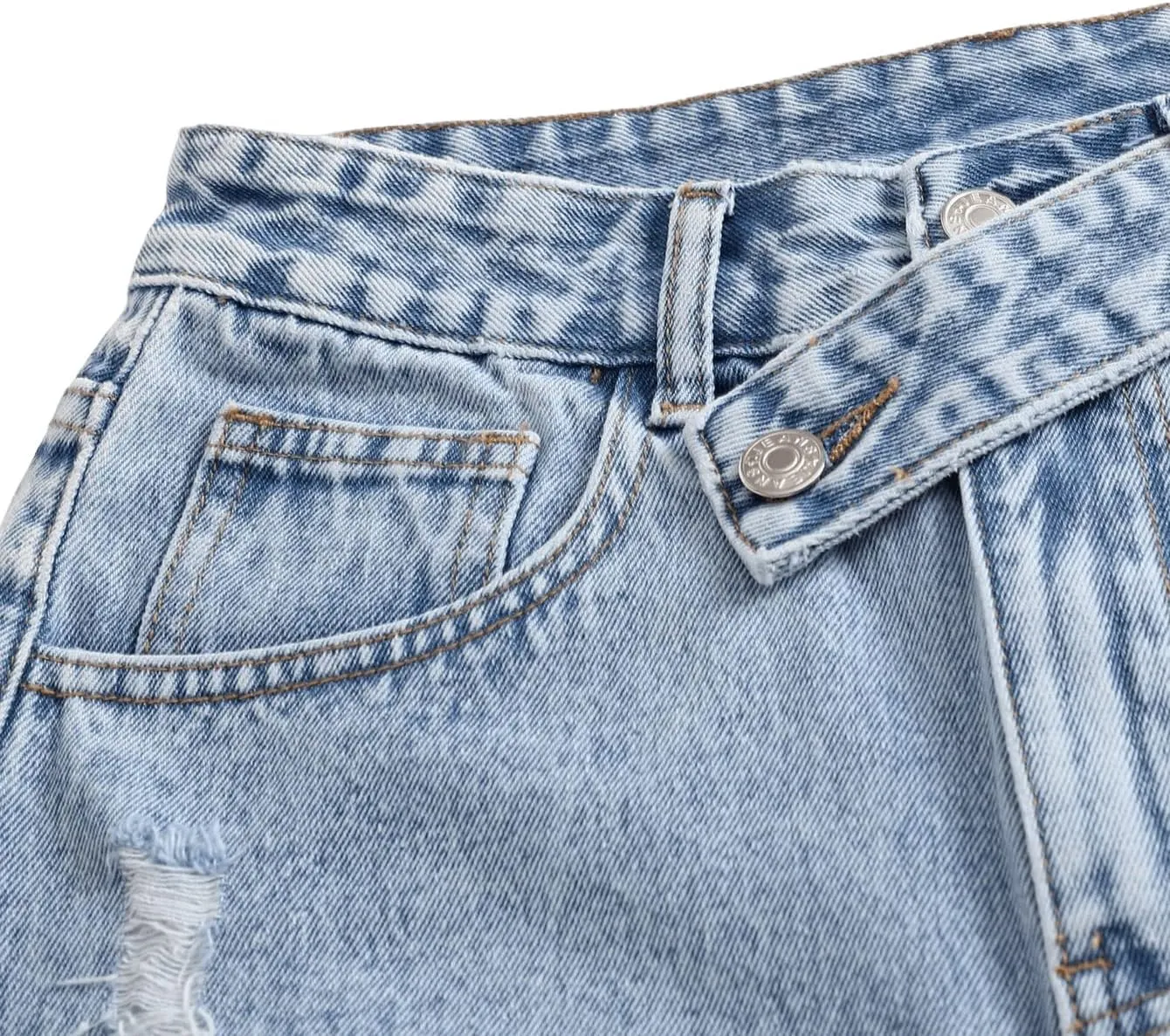 SweatyRocks Women's Casual High Waist Raw Hem Ripped Denim Jean Shorts with Pocket