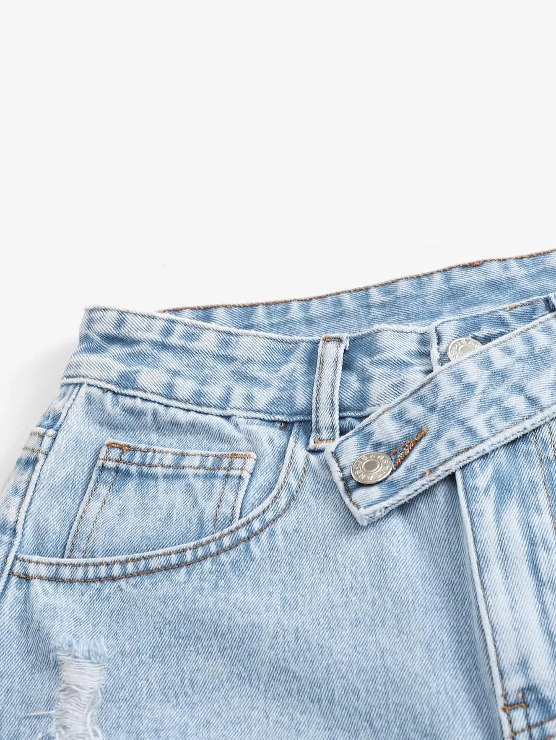 SweatyRocks Women's Casual High Waist Raw Hem Ripped Denim Jean Shorts with Pocket