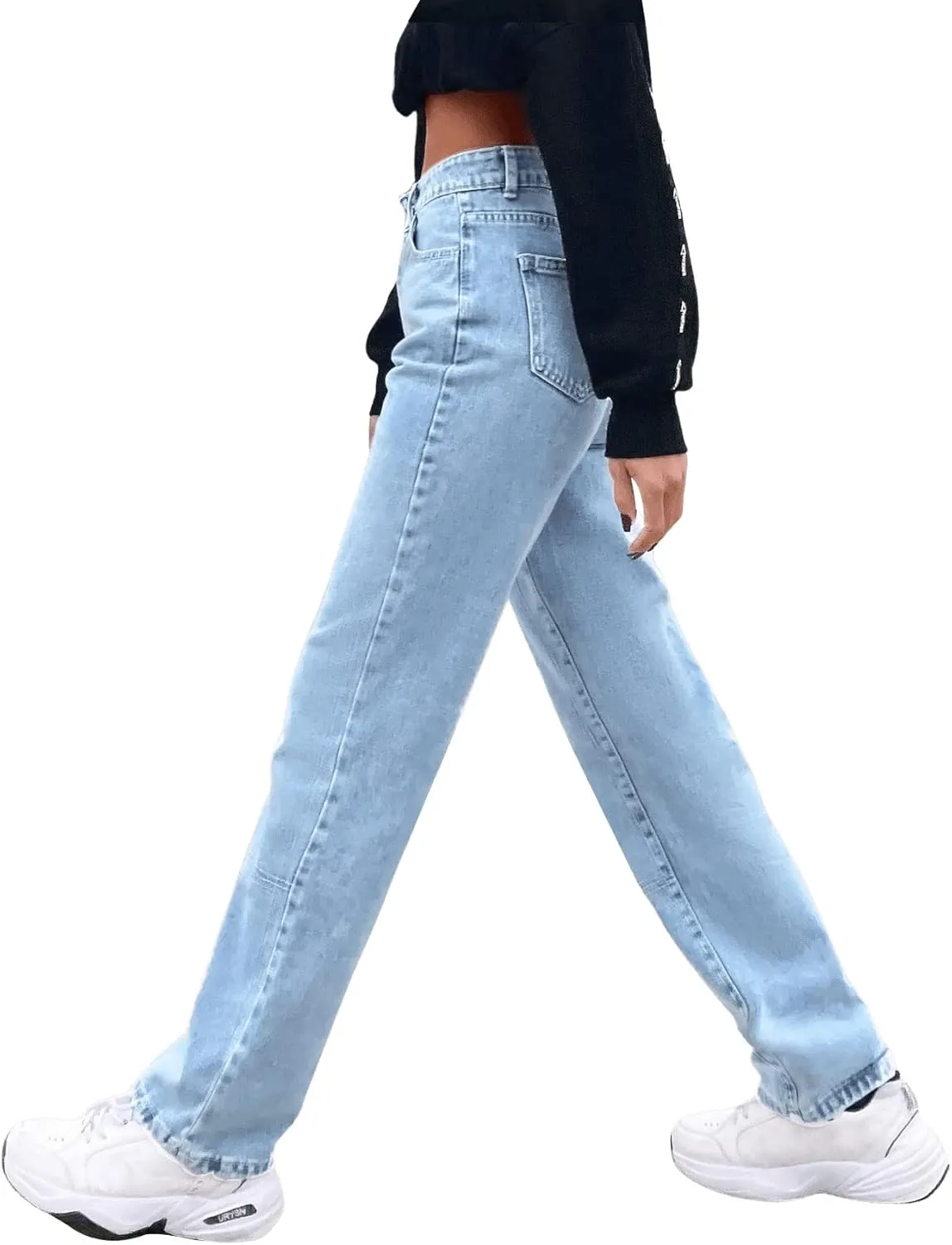 SweatyRocks Women's Casual High Waisted Straight Leg Boyfriend Jeans Denim Pants