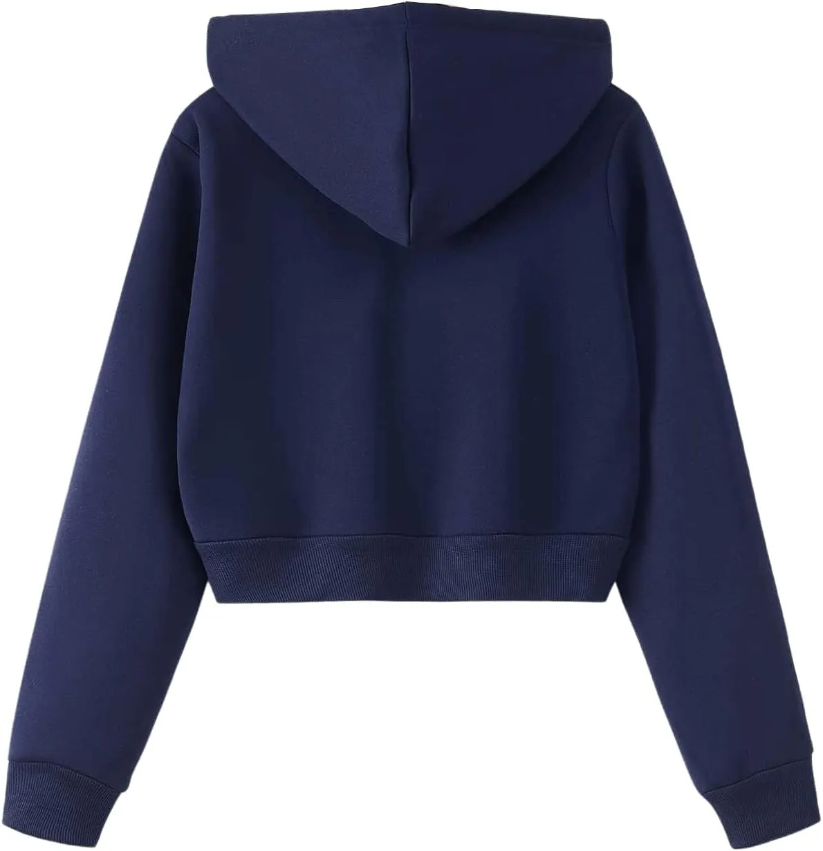 SweatyRocks Women's Long Sleeve Drawstring Full Zip Hooded Jacket Crop Sweatshirt