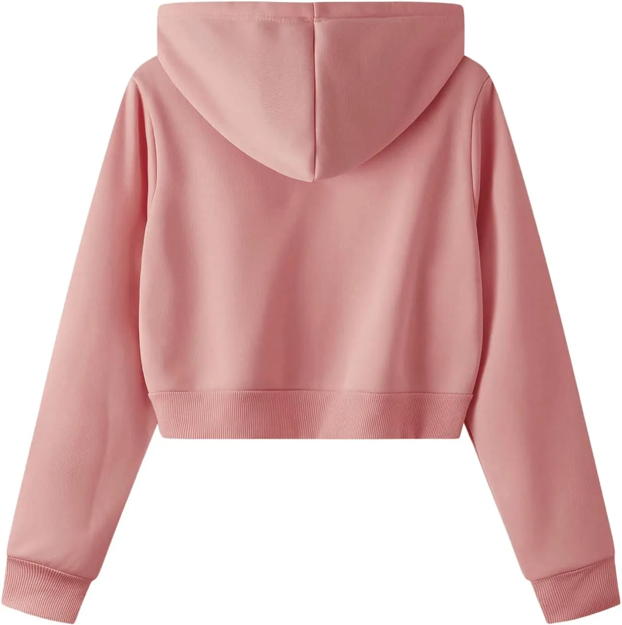 SweatyRocks Women's Long Sleeve Drawstring Full Zip Hooded Jacket Crop Sweatshirt