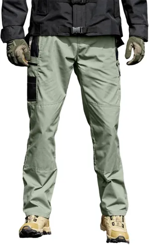 Tactical Pants for Men Slim Fit High Stretch Multi-Pocket Durable Cargo Pants Water Proof Elastic Waist Work Pants