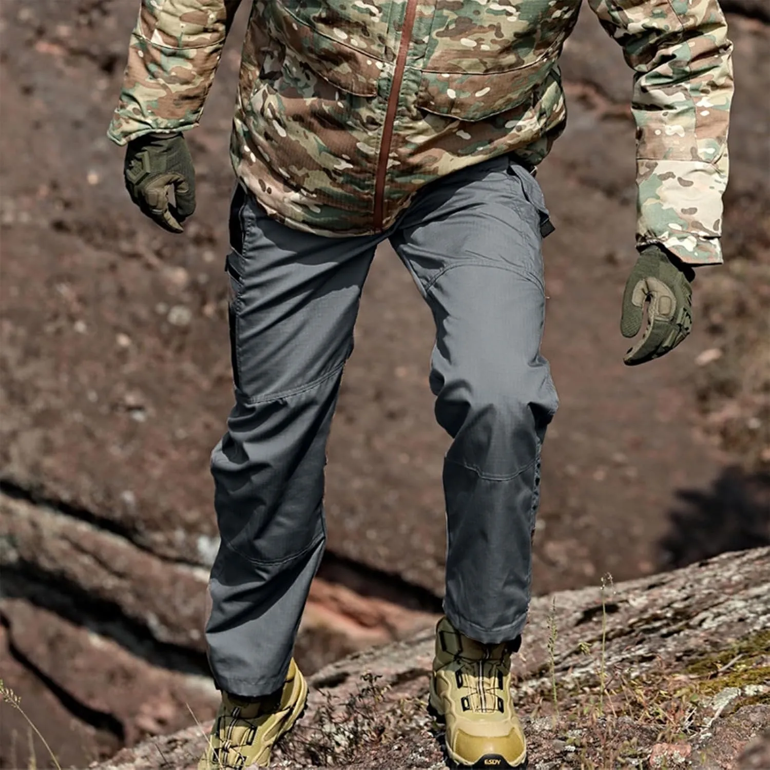 Tactical Pants for Men Slim Fit High Stretch Multi-Pocket Durable Cargo Pants Water Proof Elastic Waist Work Pants
