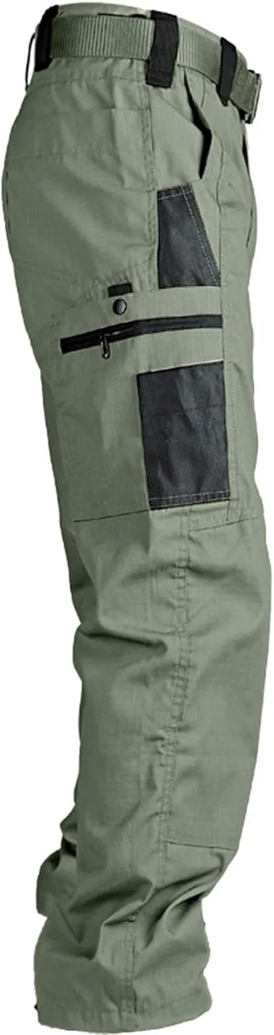 Tactical Pants for Men Slim Fit High Stretch Multi-Pocket Durable Cargo Pants Water Proof Elastic Waist Work Pants