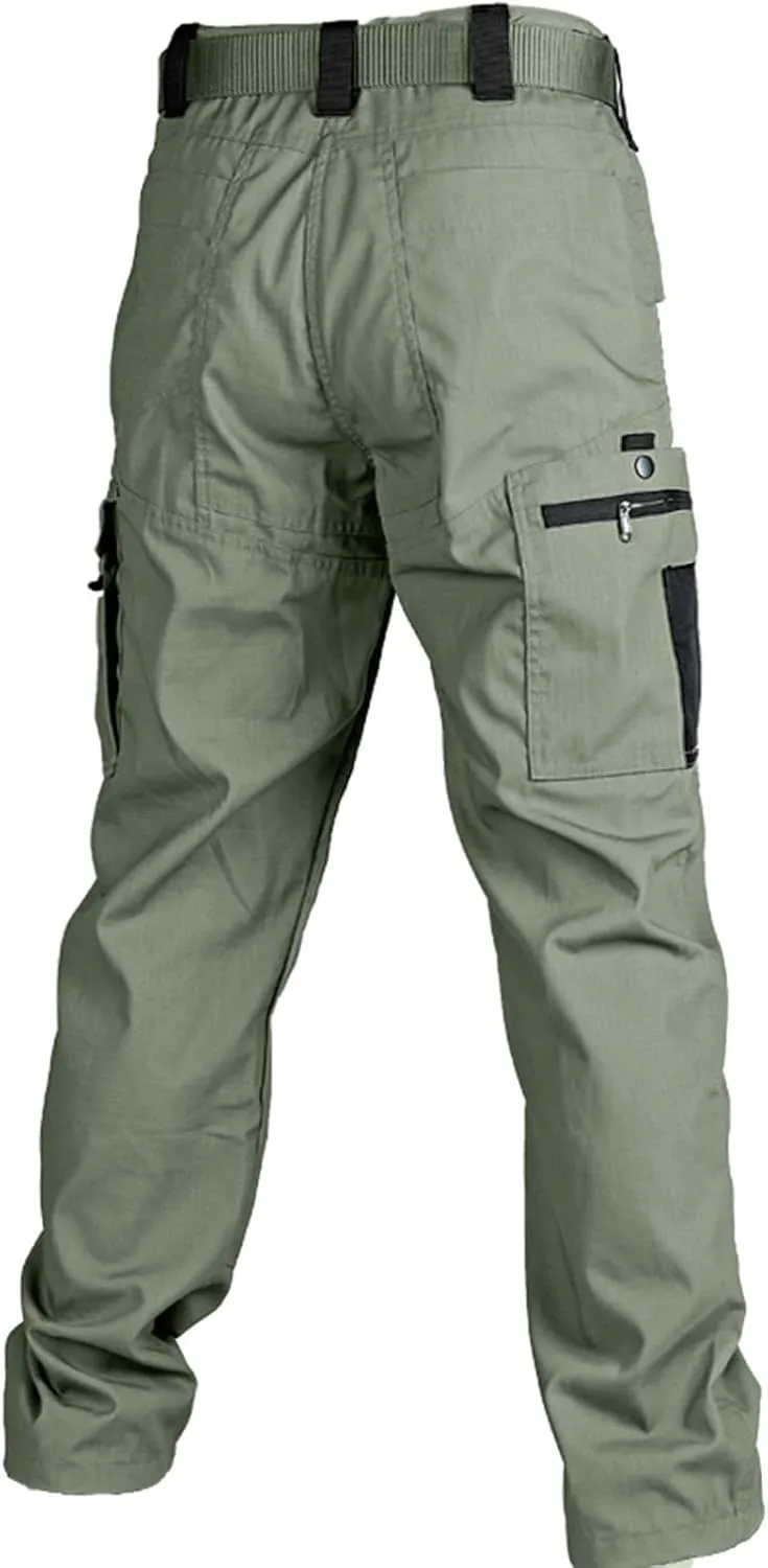 Tactical Pants for Men Slim Fit High Stretch Multi-Pocket Durable Cargo Pants Water Proof Elastic Waist Work Pants