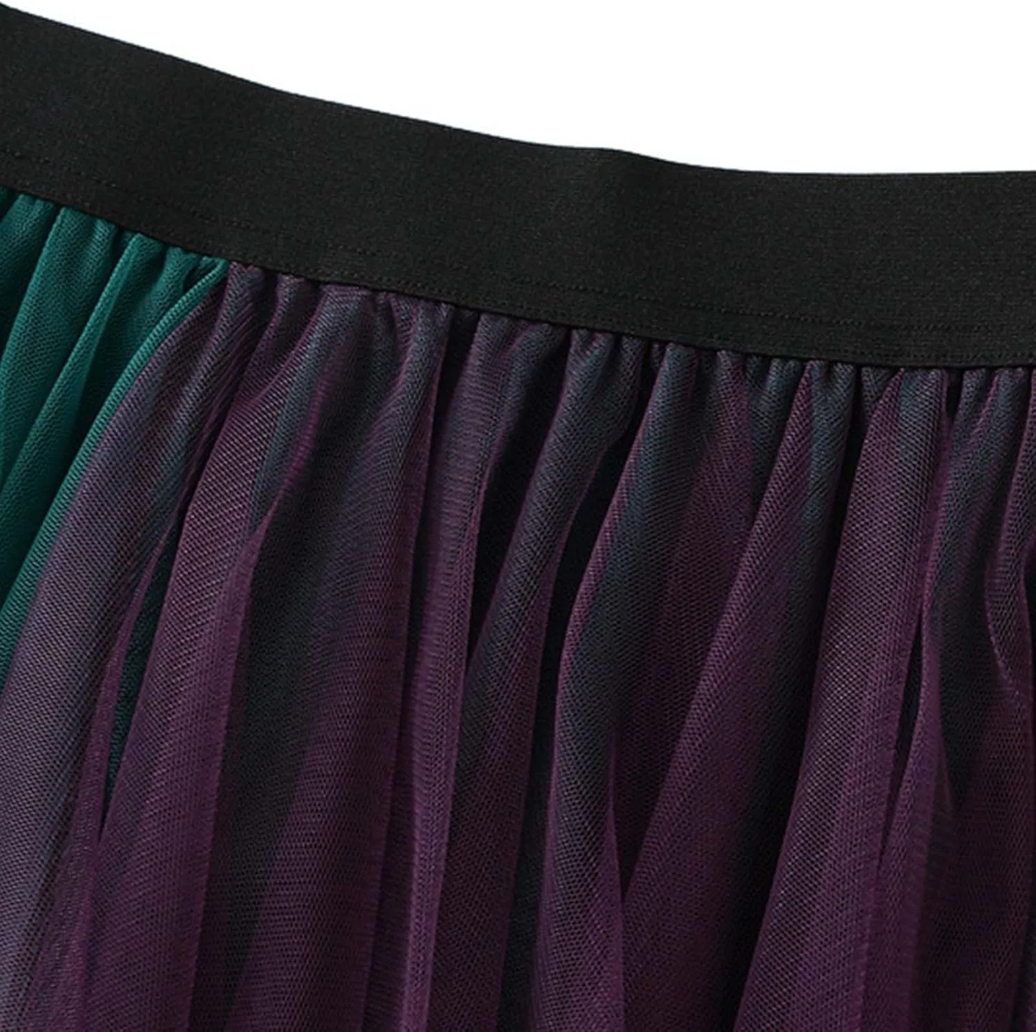 Tiered Midi Skirts for Women 2025 Summer Elastic High Waisted Flowy A-Line Patchwork Asymmetrical Tulle Skirt