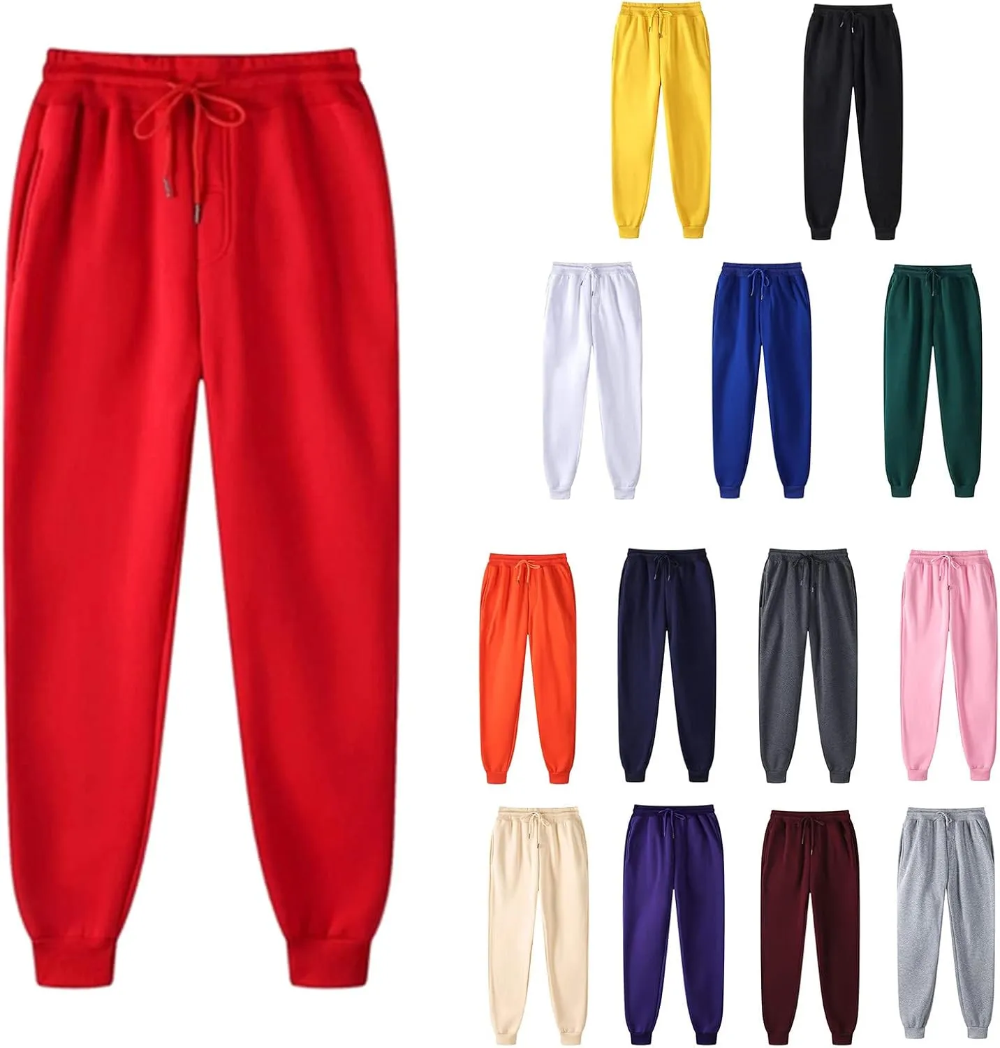 TIMIFIS Womens Sweatpants Joggers with Pockets Lightweight Casual Drawstring Lounge Pants Plus Size Elastic Waist Trouser