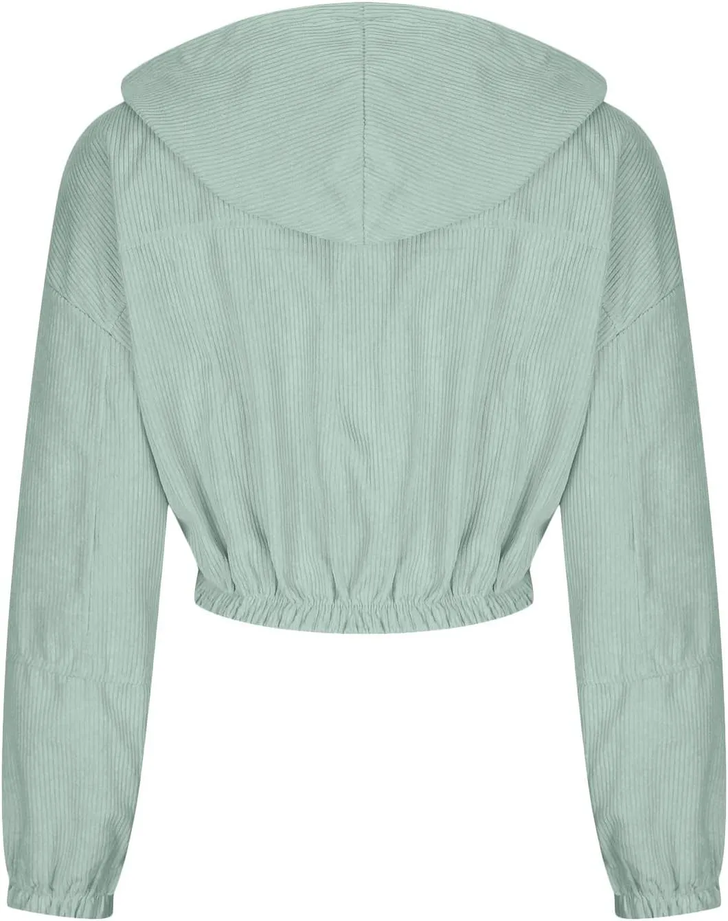 tuduoms Women's Zip Up Cropped Hoodies Long Sleeves Sweatshirts Trendy Corduroy Jackets Cute Workout Crop Tops for Teen Girls