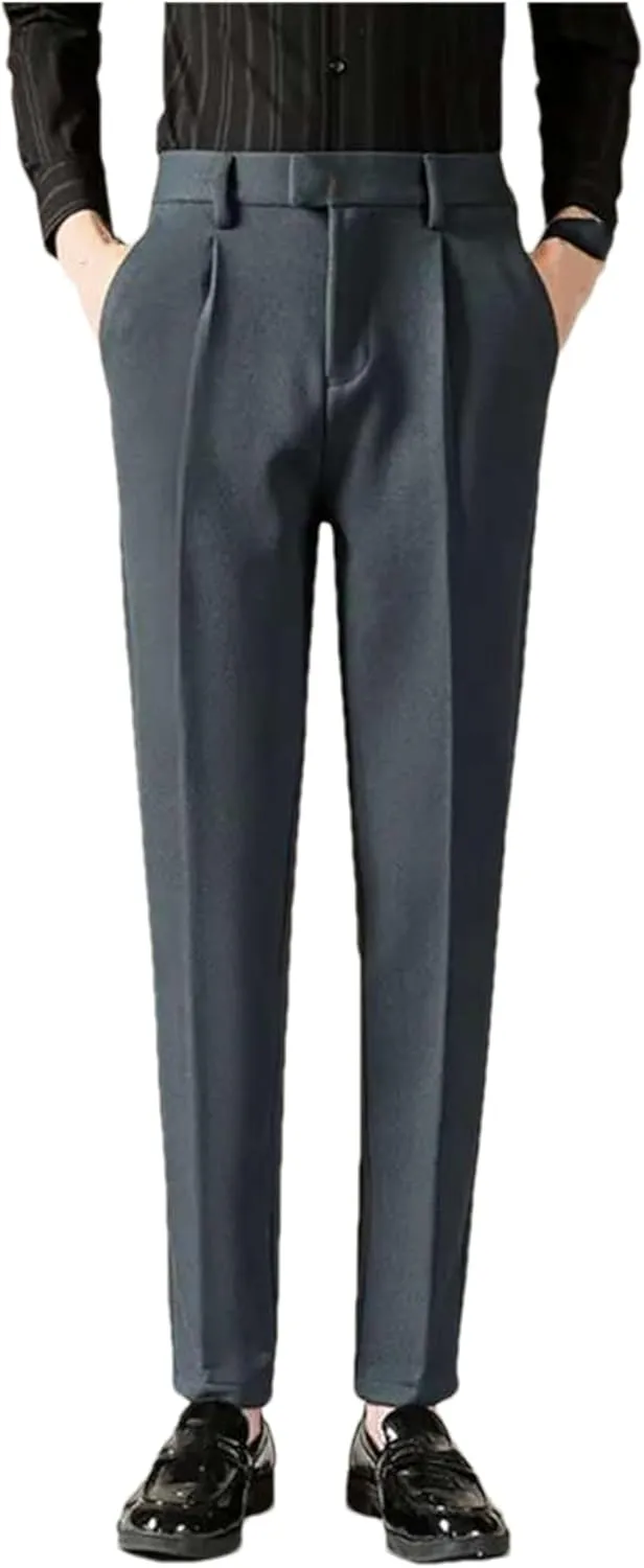UIOKLMJH Spring Men's Non-Iron Casual Trousers Slim Fit Fashion Formal Dress Men Clothing Suit Pants