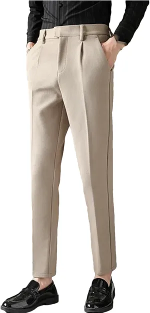 UIOKLMJH Spring Men's Non-Iron Casual Trousers Slim Fit Fashion Formal Dress Men Clothing Suit Pants