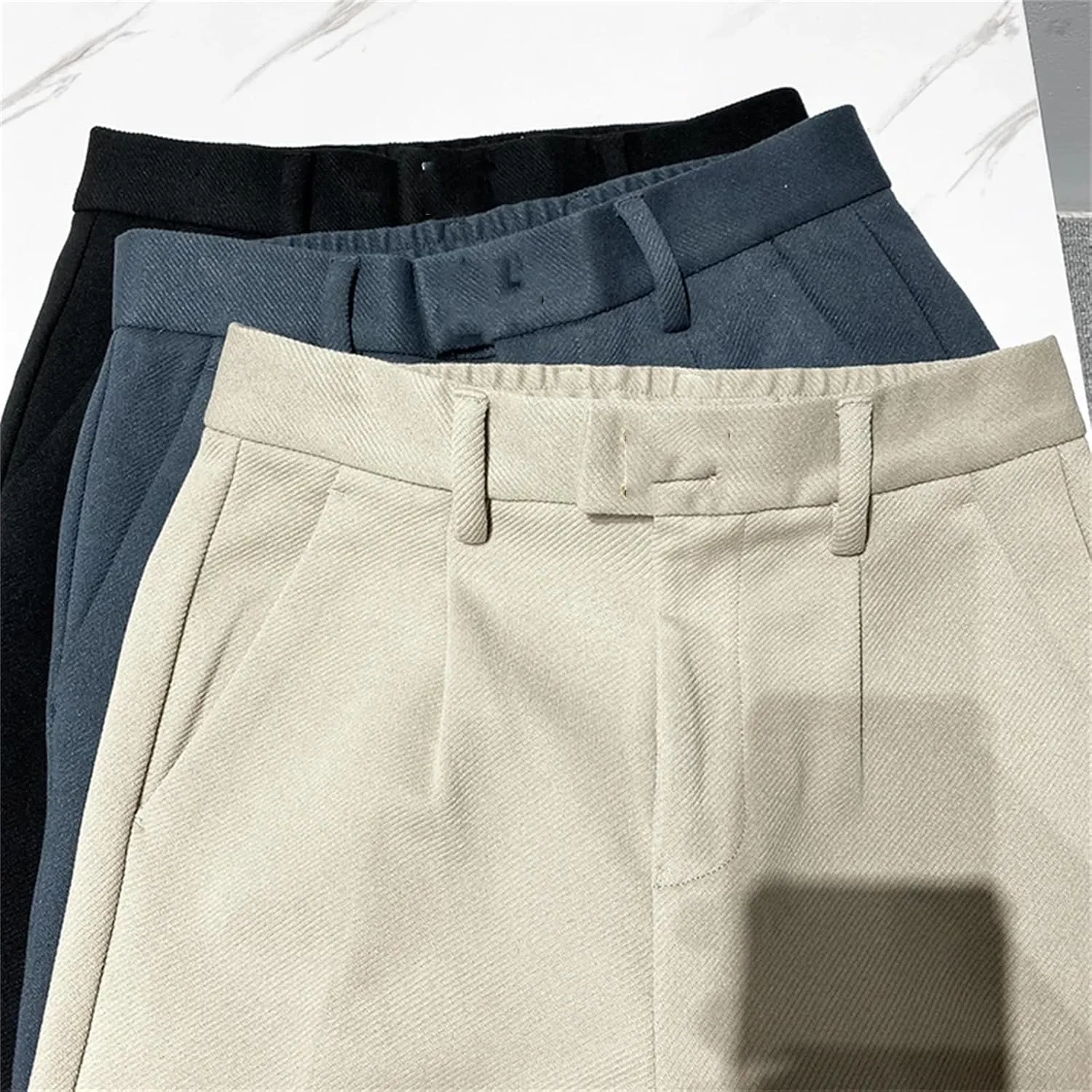 UIOKLMJH Spring Men's Non-Iron Casual Trousers Slim Fit Fashion Formal Dress Men Clothing Suit Pants