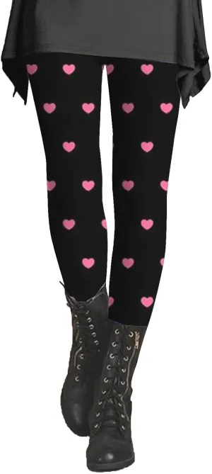 Valentine Workout Leggings for Women Butt Lifting Low Waist Leggings Valentines Women Love Leggings Soft Buttery High Compression Leggings with Pockets for Women Heart Pattern Tights