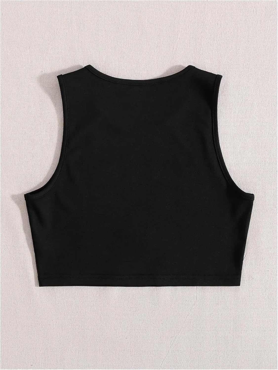 Verdusa Women's Goth Casual Round Neck Tank Tops Sleeveless Crop Top Vest