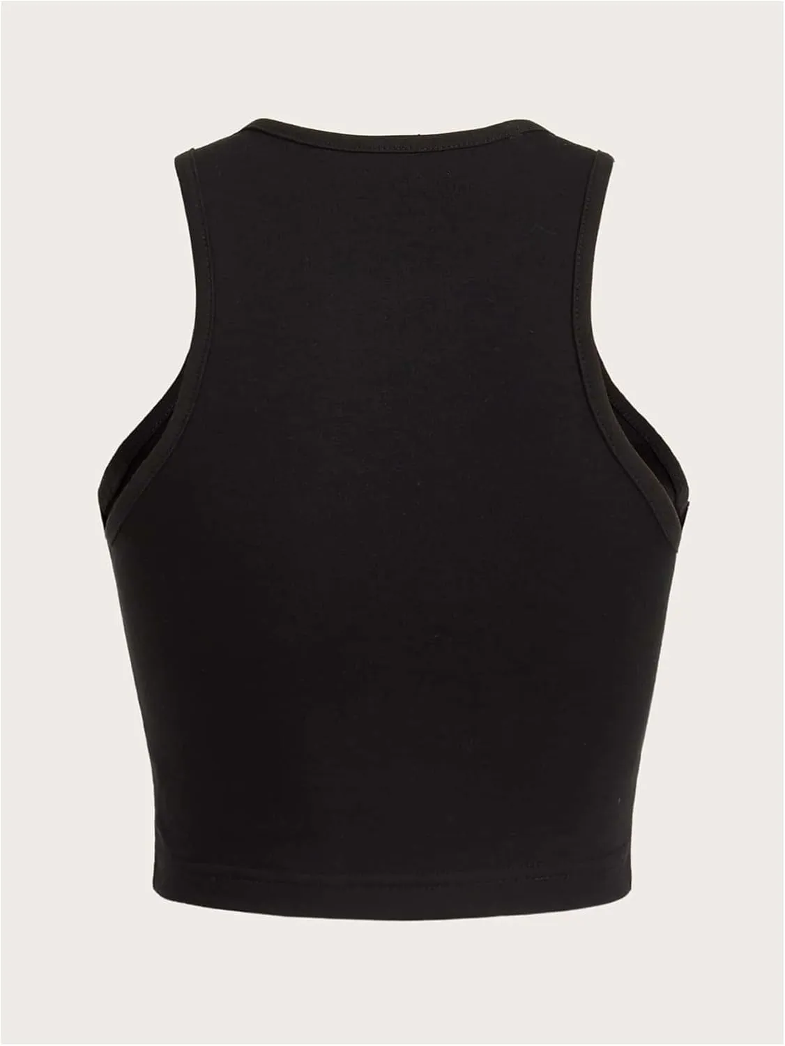 Verdusa Women's Goth Casual Round Neck Tank Tops Sleeveless Crop Top Vest
