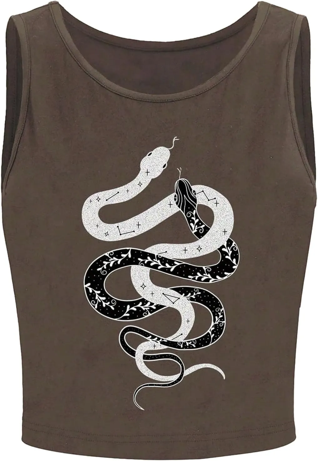 Verdusa Women's Goth Casual Round Neck Tank Tops Sleeveless Crop Top Vest
