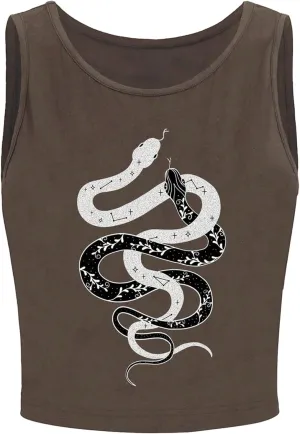 Verdusa Women's Goth Casual Round Neck Tank Tops Sleeveless Crop Top Vest
