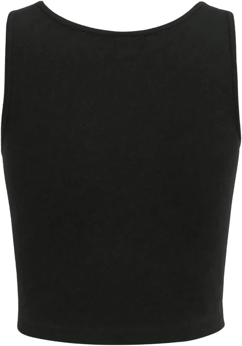Verdusa Women's Goth Casual Round Neck Tank Tops Sleeveless Crop Top Vest