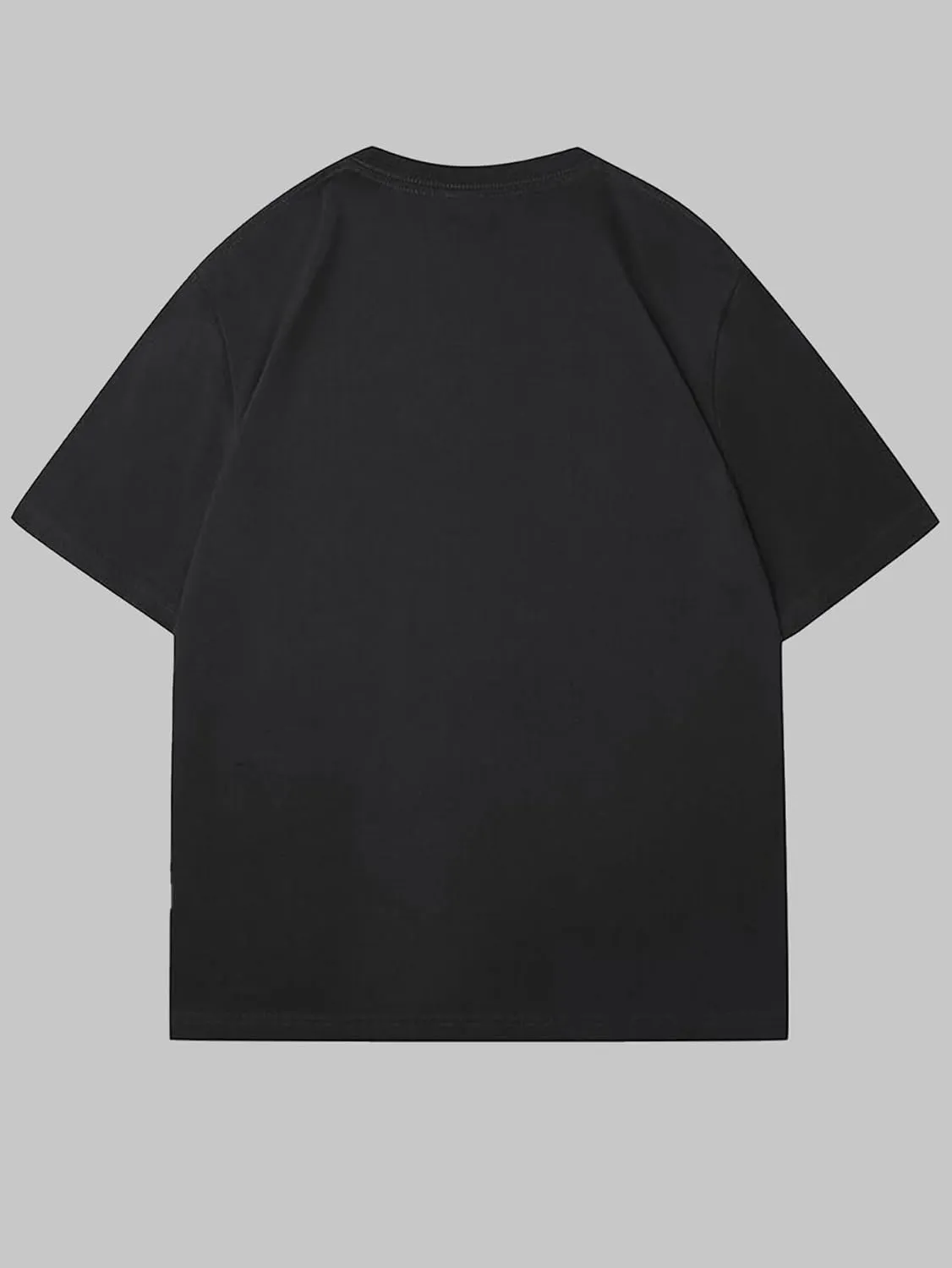 Verdusa Women's Lip Print Crop Top Oversized Y2k Crew Neck Graphic Tee