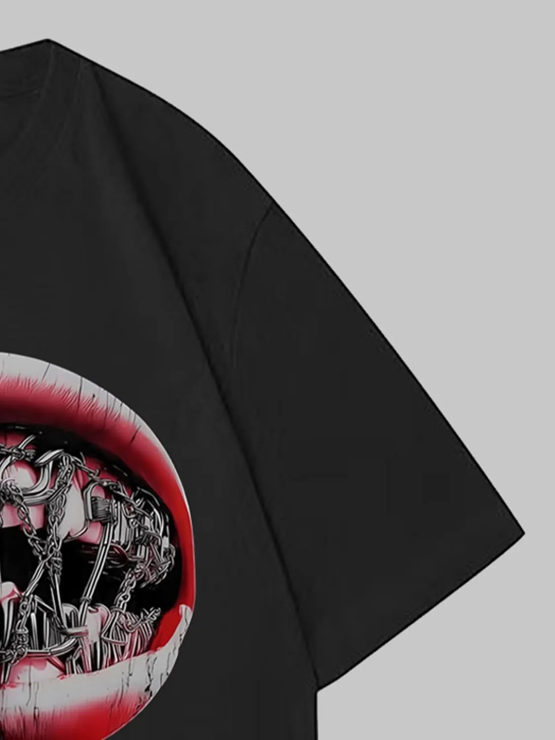 Verdusa Women's Lip Print Crop Top Oversized Y2k Crew Neck Graphic Tee