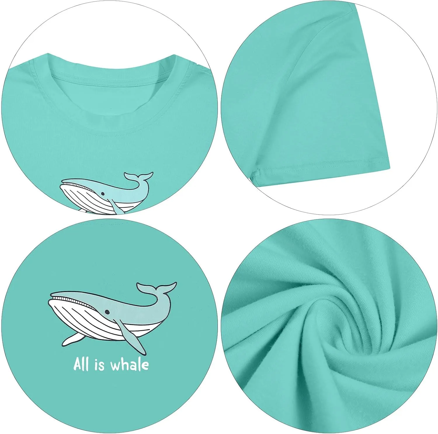 Whale Oversized Shirt for Women All is Whale Funny Beach Tshirt Hawaii Vacation Summer Casual Loose Graphic Tops