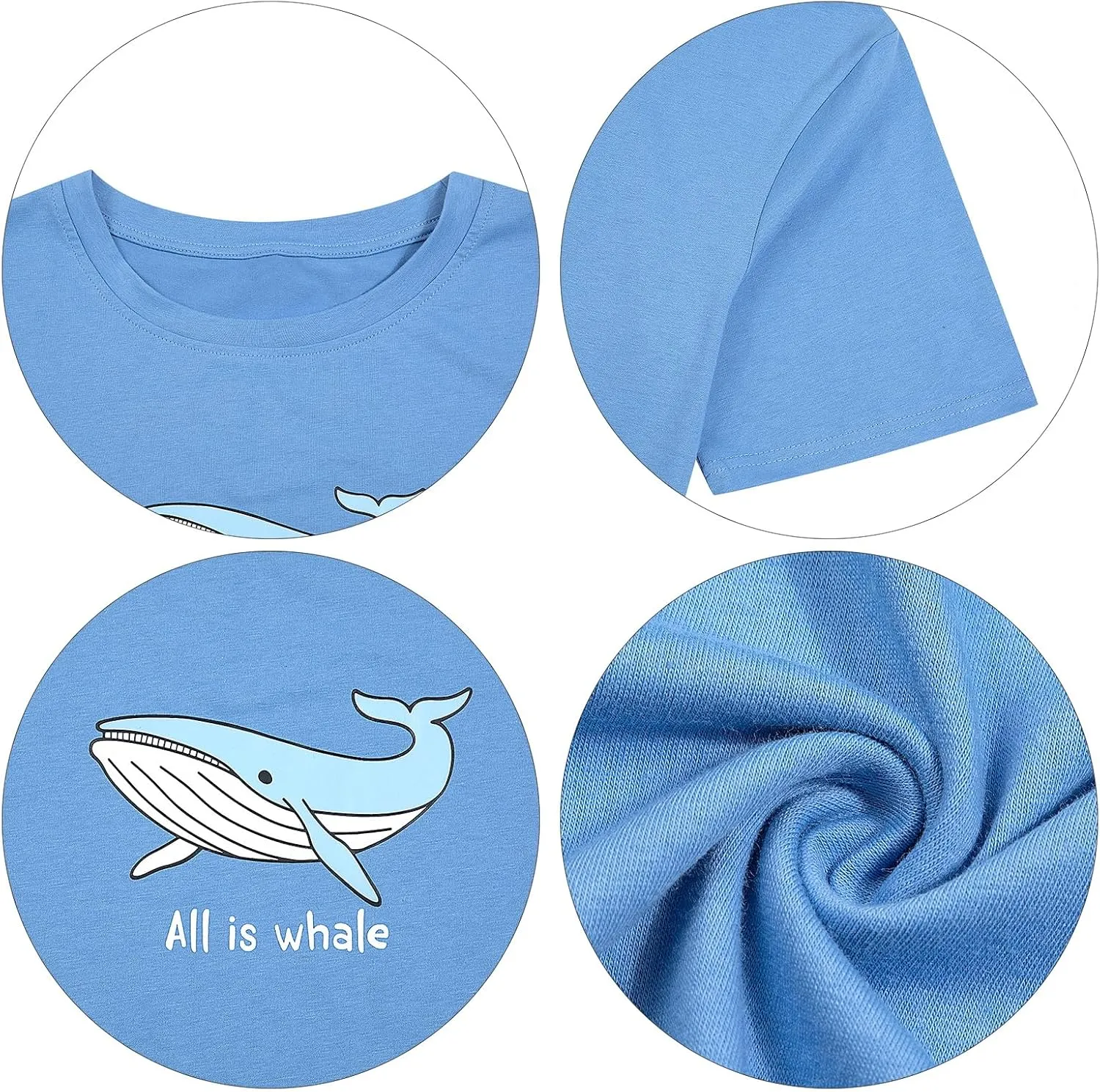 Whale Oversized Shirt for Women All is Whale Funny Beach Tshirt Hawaii Vacation Summer Casual Loose Graphic Tops