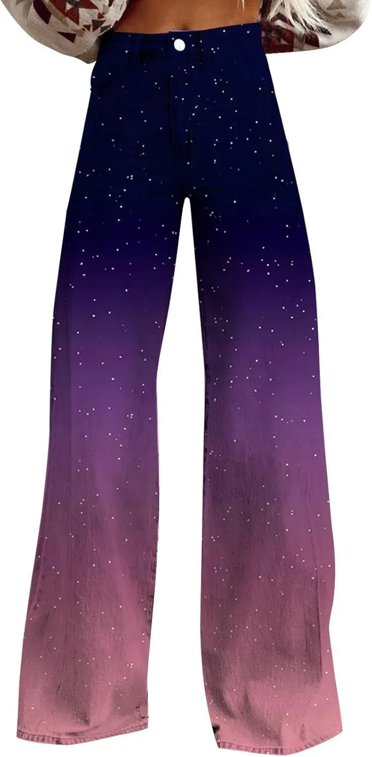 Wide Leg Jeans for Women, Trendy Chic Loose Casual Lightweight Soft Trousers