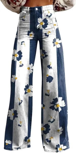Wide Leg Jeans for Women, Trendy Chic Loose Casual Lightweight Soft Trousers