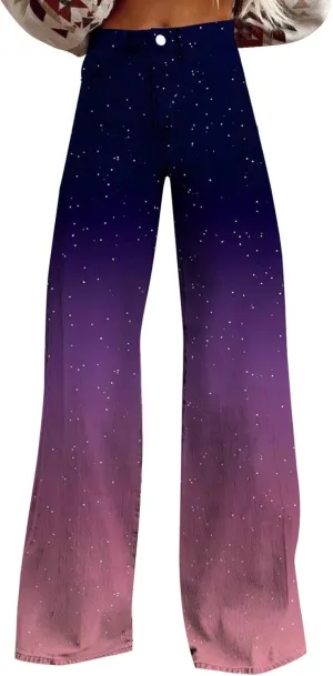 Wide Leg Jeans for Women, Trendy Chic Loose Casual Lightweight Soft Trousers