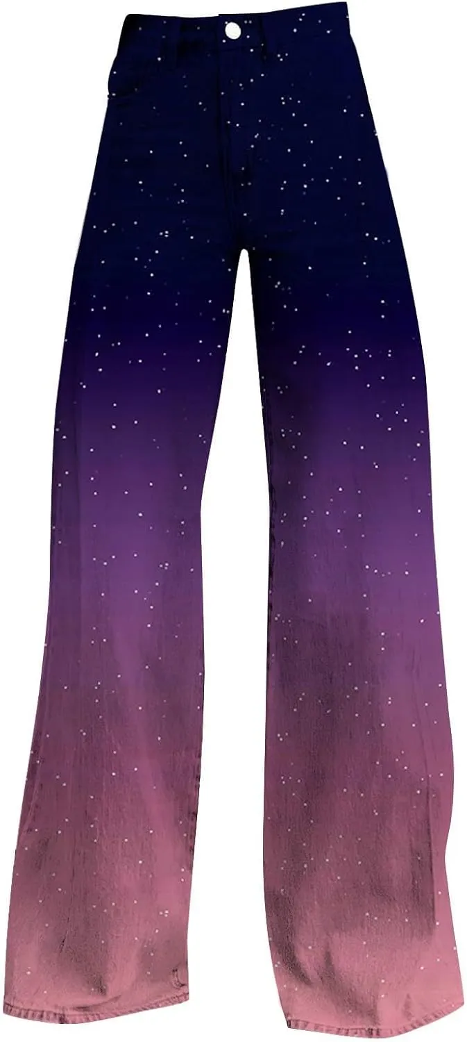 Wide Leg Jeans for Women, Trendy Chic Loose Casual Lightweight Soft Trousers