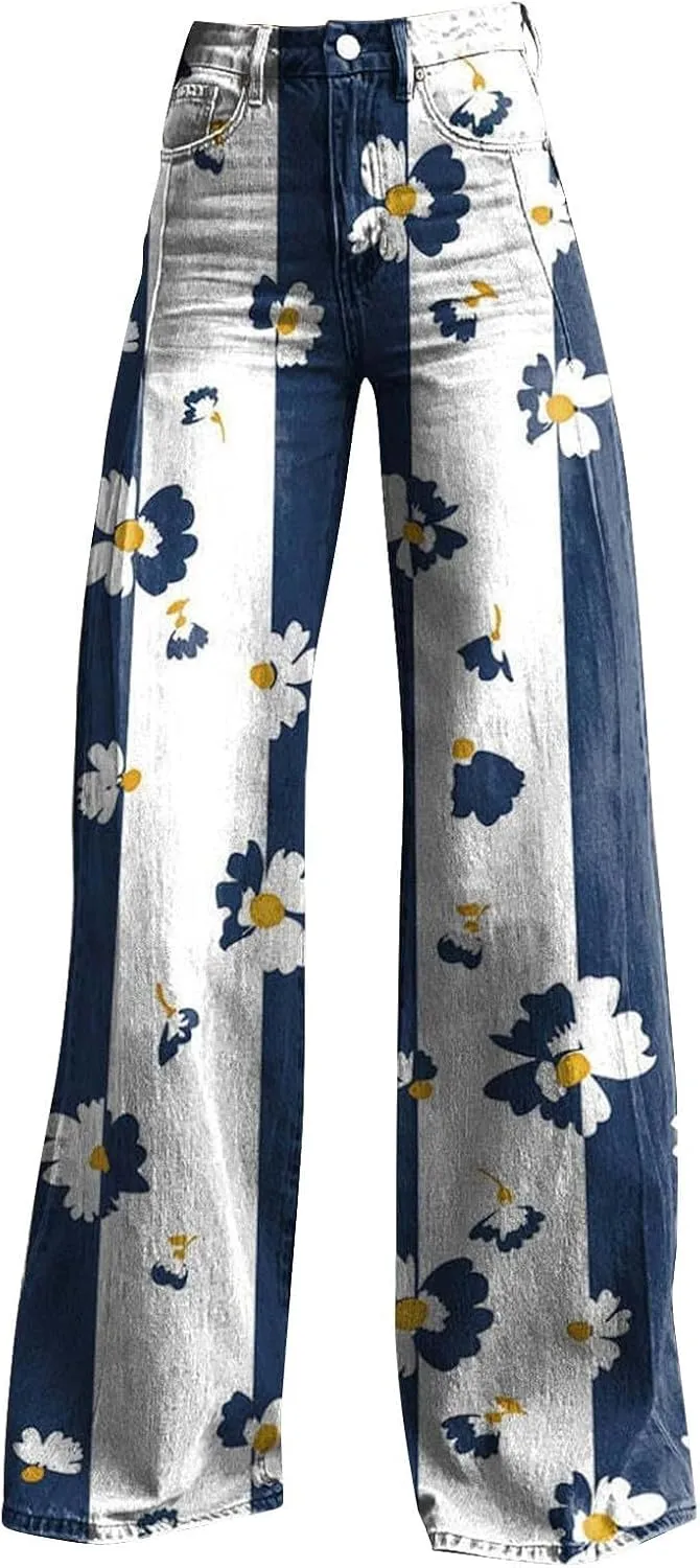 Wide Leg Jeans for Women, Trendy Chic Loose Casual Lightweight Soft Trousers